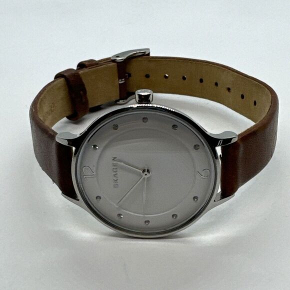 Skagen Anita SKW2399 Women\'s Brown Leather Analog Silver Dial Wrist Watch JNA538 main image 6